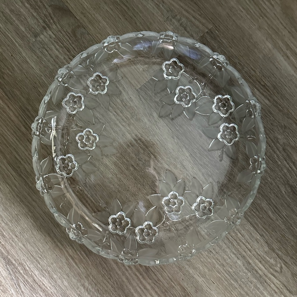 Clear Floral Glass Serving Tray